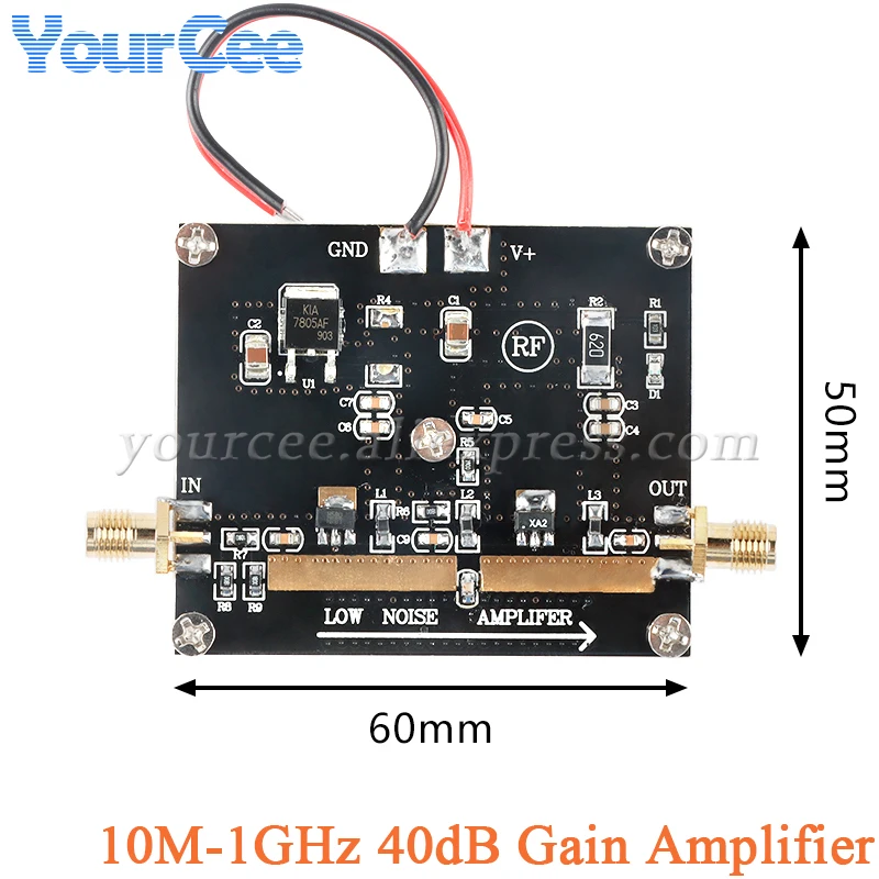 10M-1GHz 40dB Gain Medium Power RF Amplifier Board Module 1W Radio Low Noise Broadband