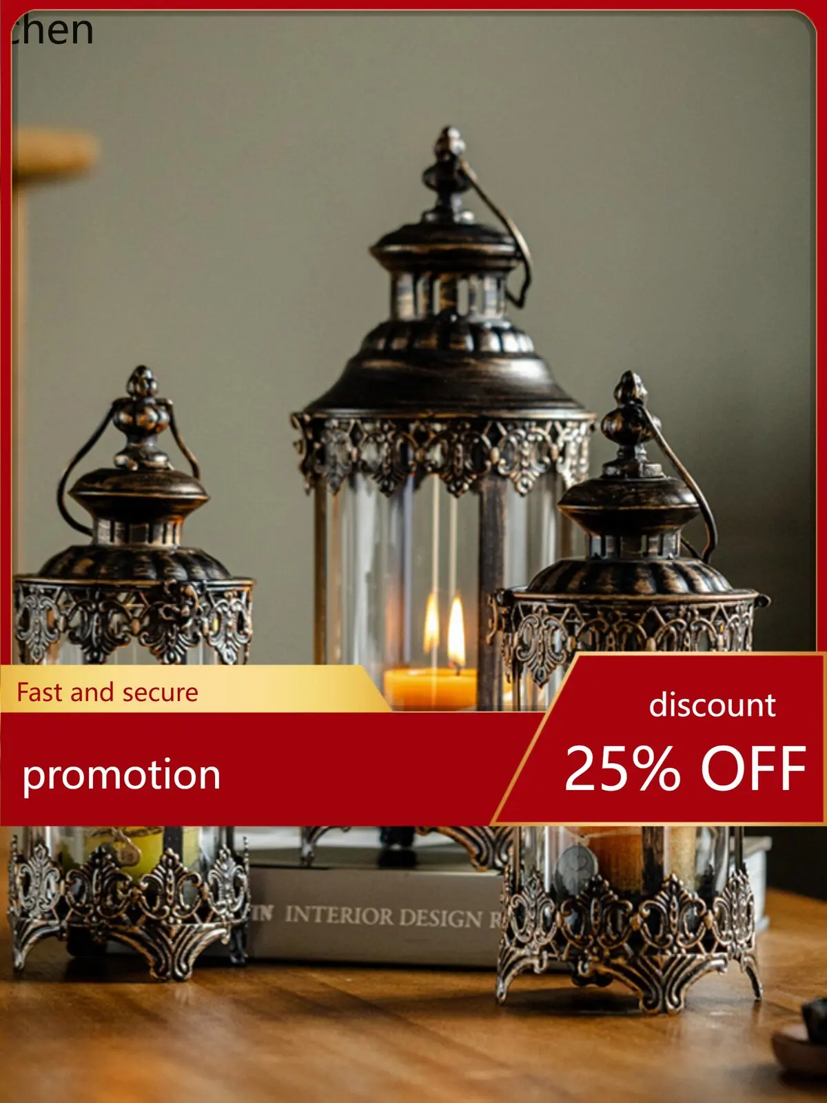 

Zml iron art wind candlestick ornament outdoor camping windproof romantic candlelight prop decoration