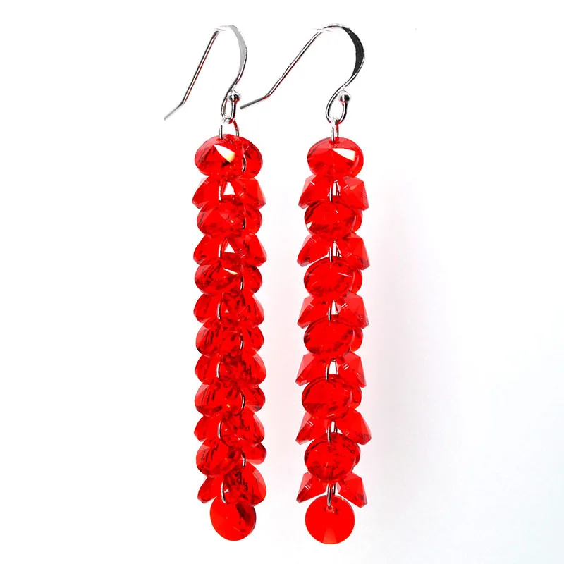 Red Crystal Earrings Long personalized bridal jewelry earrings