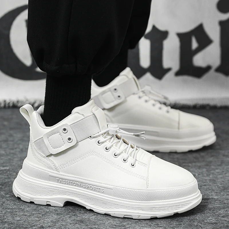 

White casual men's shoes Fashionable minimalist design styleTrendy Party youth plus size High top Daily shoes New 39-45 Hot