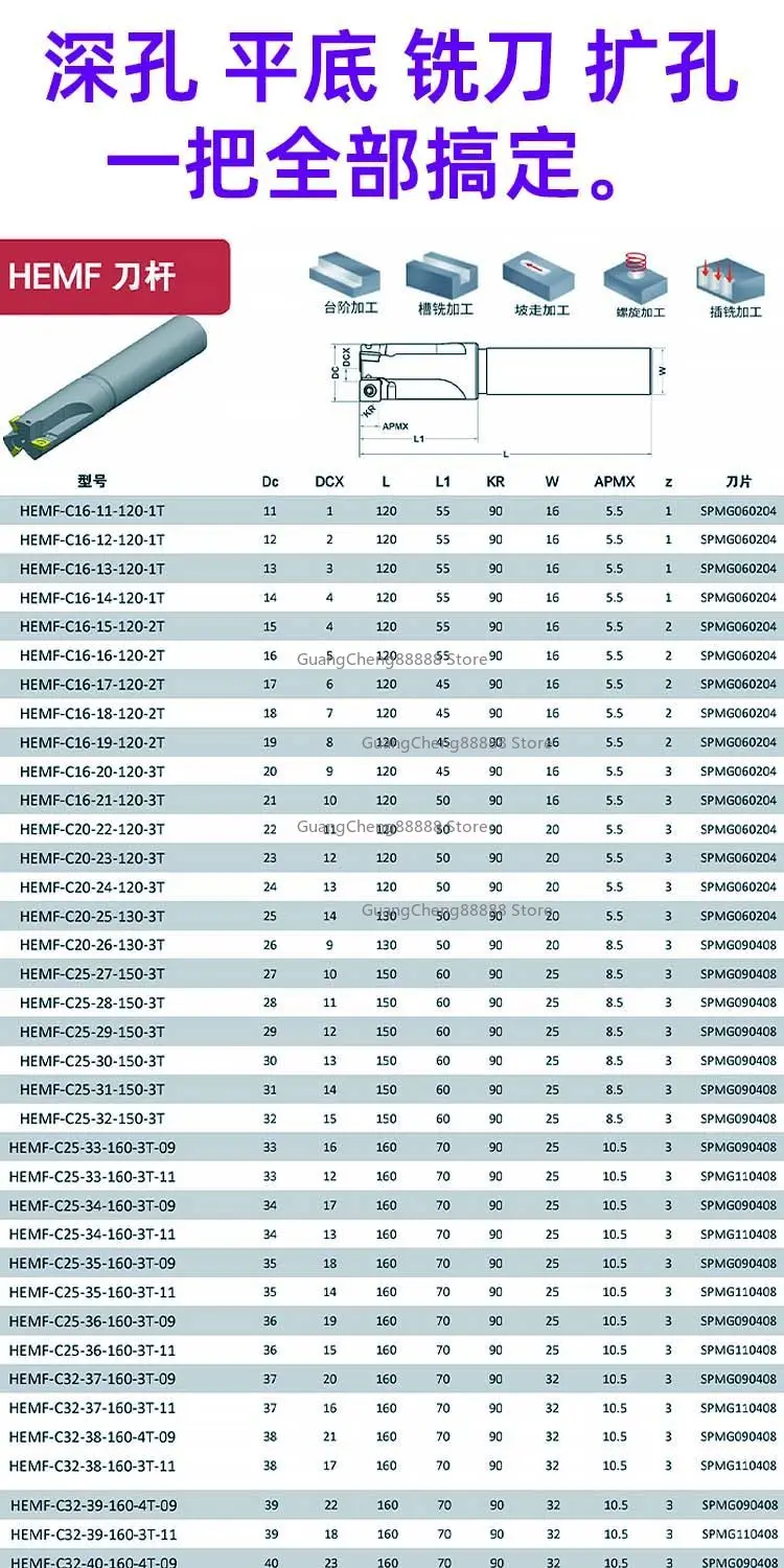 Countersunk Head Milling Cutter Numerical Control Tool Holder HMEF Milling Tool Holder CNC Reaming Cutter Flat Bottom