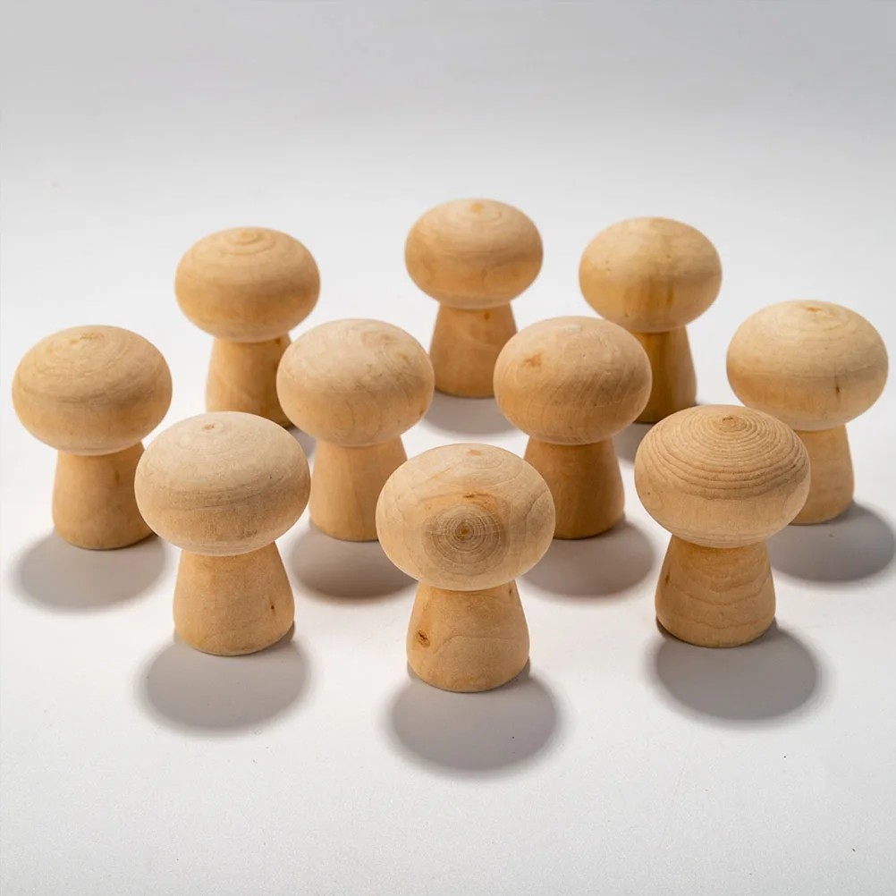 

10pcs Wooden Mushroom Decor Unfinished Crafts Painting Kits Eco Friendly Natural Wood Toys Sewing Accessories