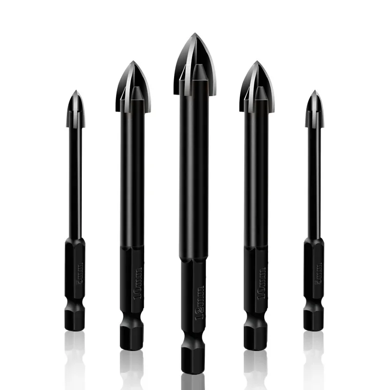 Set di punte per trapano in vetro JUSTINLAU punta in carburo di lega con 4 taglienti punta per trapano a testa di lancia a croce in vetro per piastrelle s 5-8 pz/set 3-12mm