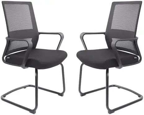 2 Pack Office Guest Reception Chair Conference Chairs Mesh Mid Back Home Lumbar Support Lobby Guest Chair Office Side