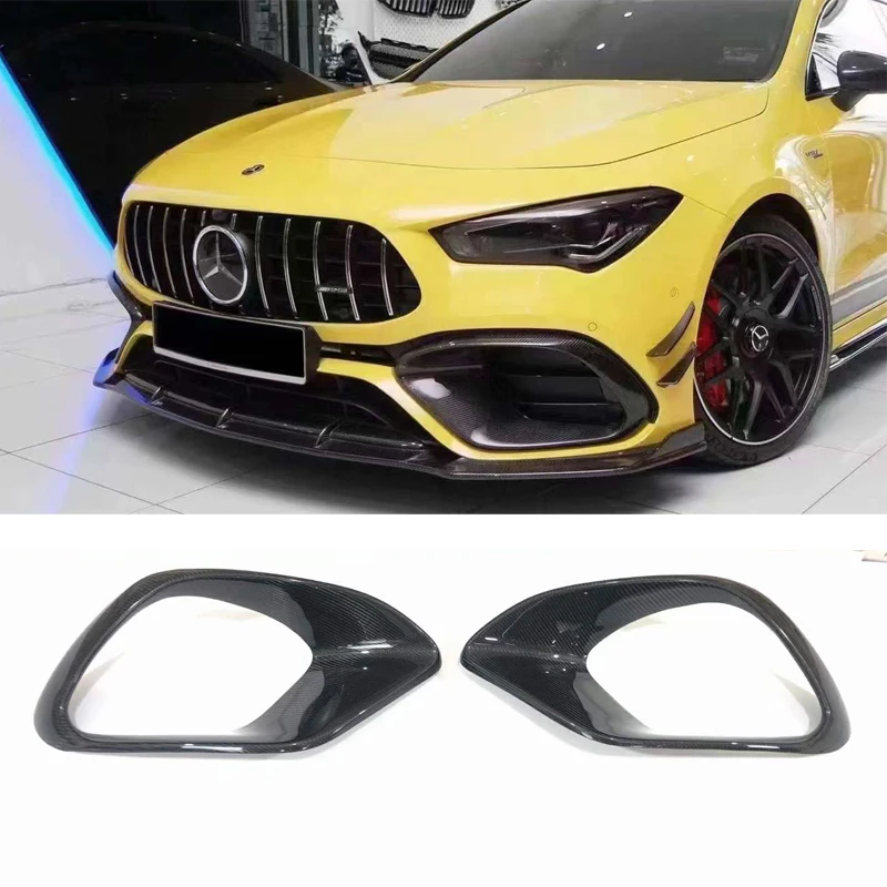 CLA45S AMG Carbon fiber front bumper air intake fog light frame for Mercedes CLA45S AMG 2020-2024