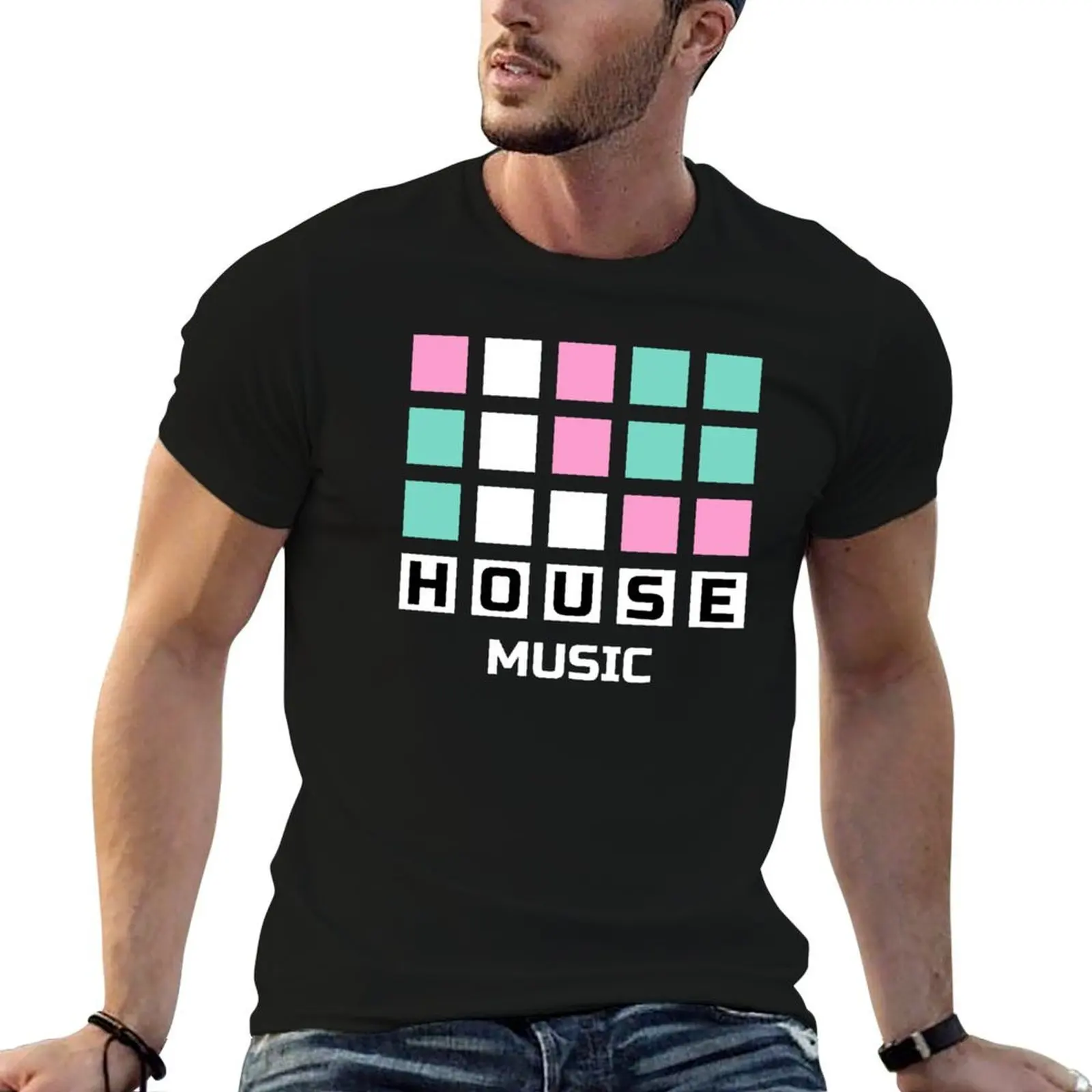 

HOUSE MUSIC - grid T-Shirt graphic t shirts for man funny t shirts dark humor T-Shirt