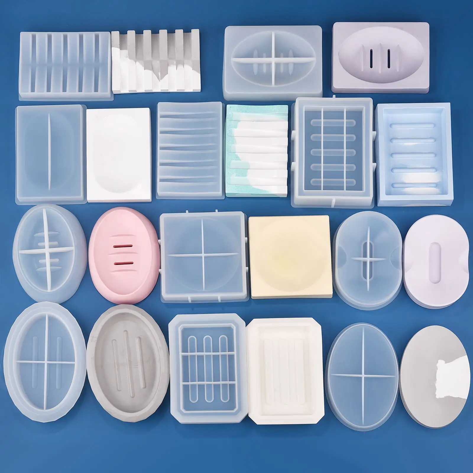 DIY Handmade Soap Holder Storage Box Mold Epoxy Resin Mold Soap Dish Leaking Drain Box Practical Silicone Mold Home Decoration