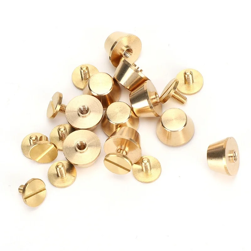 

F5 10Pcs DIY handmade leather bags Feet Nailhead Purse Handbag Luggage Flat Stud Rivet 12mm Brass Material Leather Craft