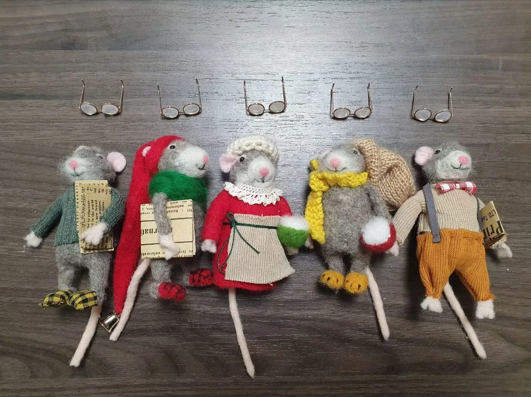 

2025 Cross border new product Cute Needle Felted Mouse Little Autumn Women's Doll Cotton Doll Plush Multiple styles choose from