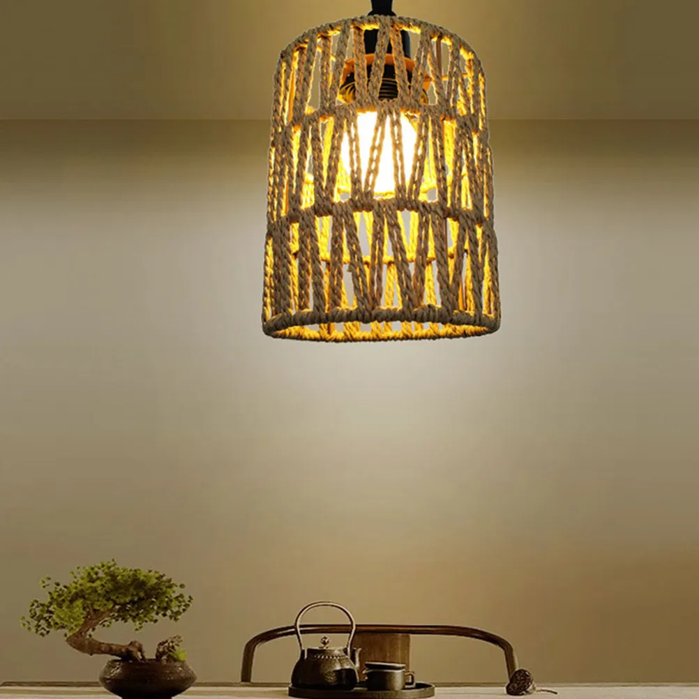 

Плетеный бумажный абажур для подвесного светильника в китайском стиле, декоративный, для ресторана и дома, натуральный, в деревенском стиле
