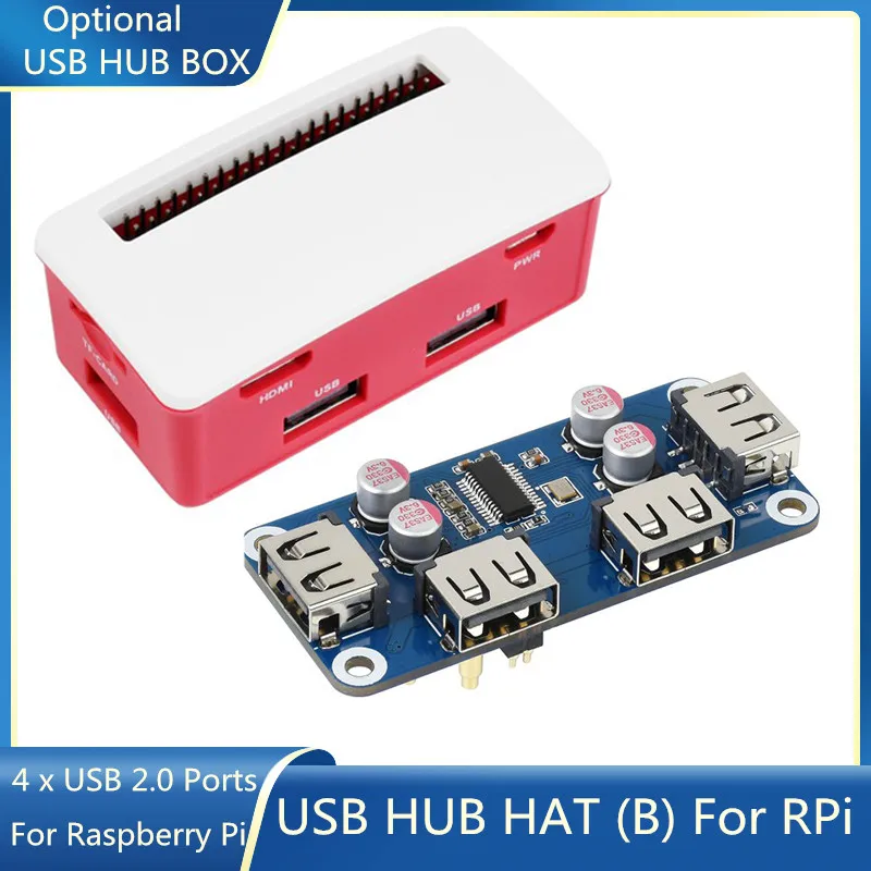 Kit papan ekspansi topi USB untuk RPI 0 Raspberry Pi Zero 2 W WH 3A 3B Plus 3 Model B 4 4B kotak aksesori opsional