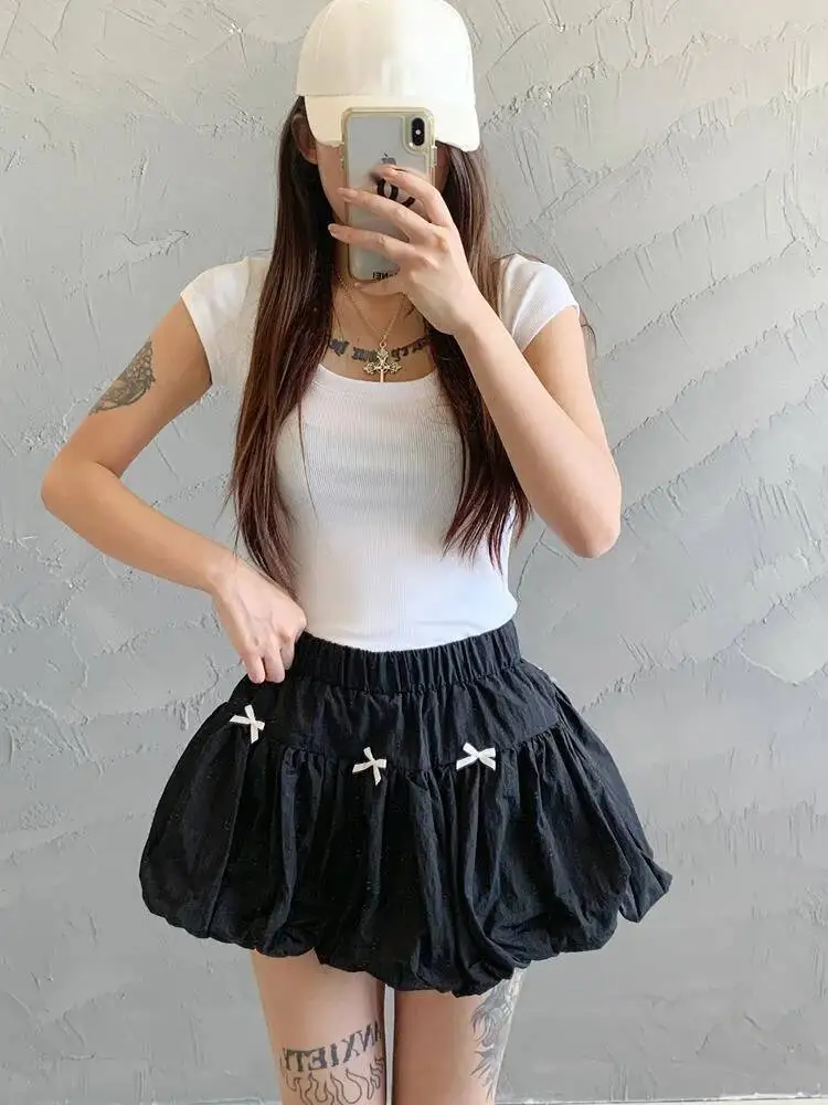 Starry Sky Sparkling Black U-neck Shoulder Short Sleeved T-shirt Women's Summer Design Short Top Fashion Sexy Tees Tops U7HY