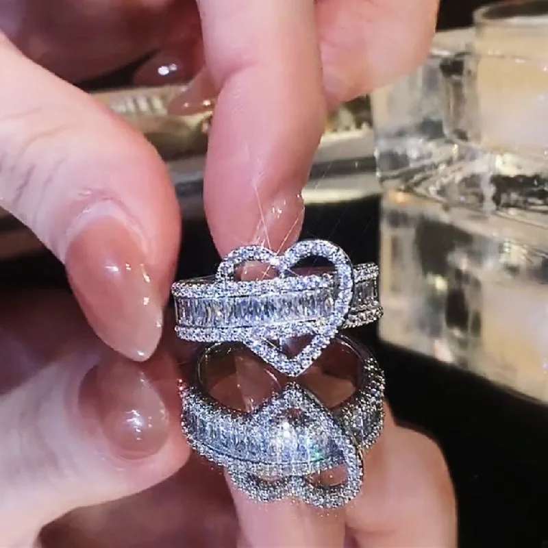 

Special-Interest Design - Love Heart-Shaped Ring Women's Light Luxury Exquisite High-Grade Sense Index Finger Ope