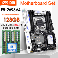 X99 D8I LGA2011-3 Motherboard Set kit With xeon E5 2698 V4 CPU And 4x32GB = 128GB DDR4 2133MHZ ECC REG RAM placa mae x99 KIT F8