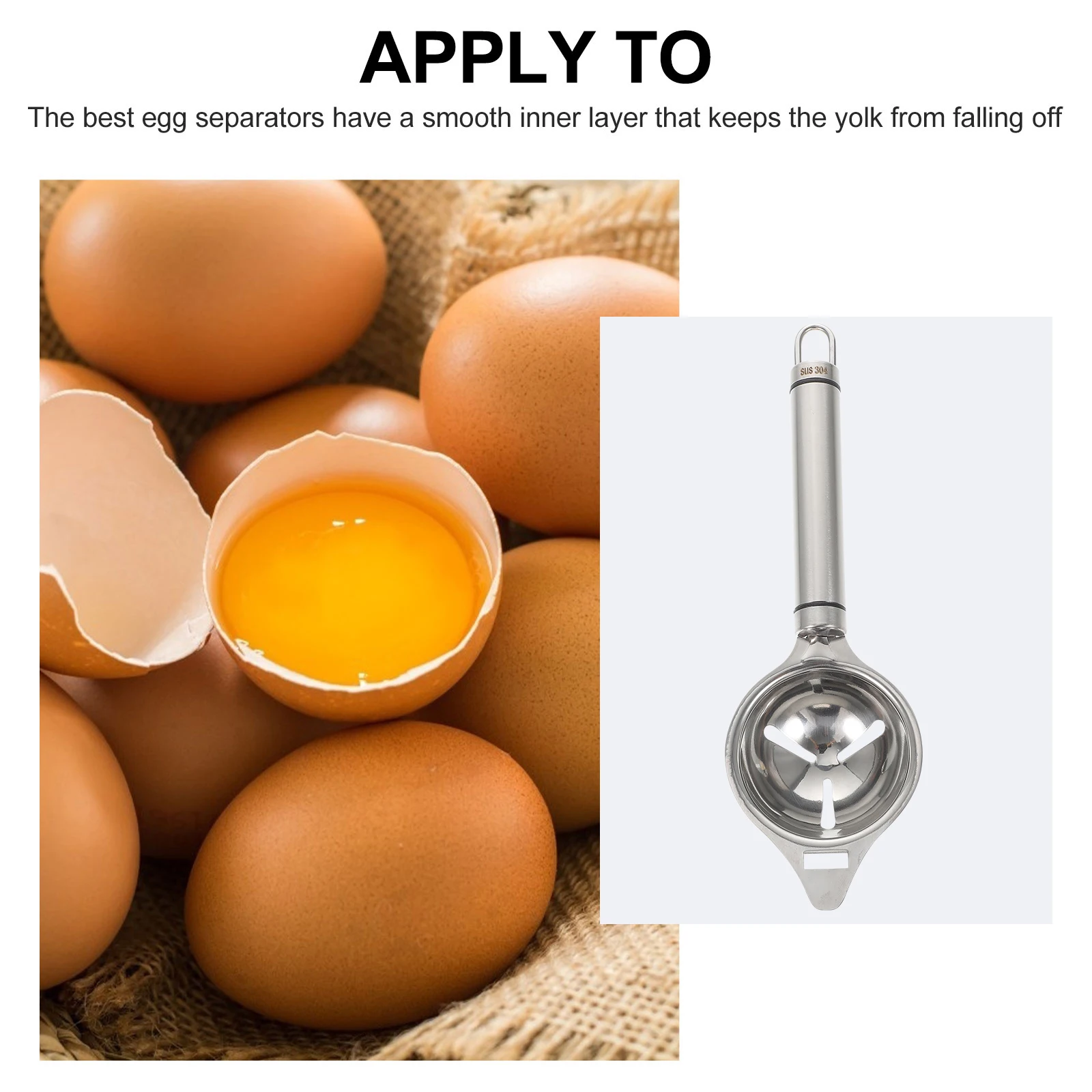 

Stainless Steel Kitchen Gadget White Yolk Divider Yolk Extractor Filter Egg Divider Easy Tool Egg Tool