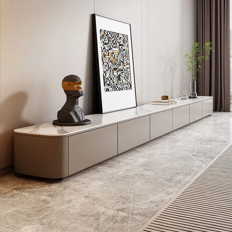 Solid wood rock slab floor TV cabinet light luxury high sense modern simple living room home Internet celebrity new floor