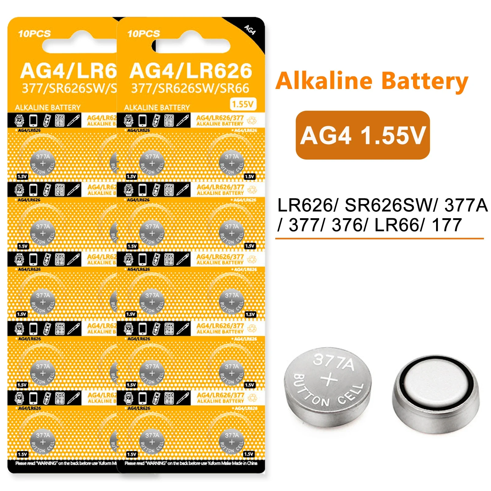AG4 LR626 1.55V Alkaline Button Batteries 377A SR626SW LR66 177 376 High Quality Coins Cell Battery For Watches Toys