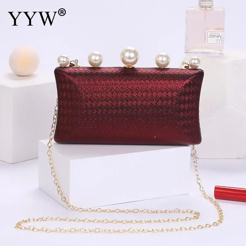 2023 New Luxury Pearl Women Evening Bag PU Leather Designer Clutch  Wedding Party Elegent Purse Female Small Purse Small Hobos