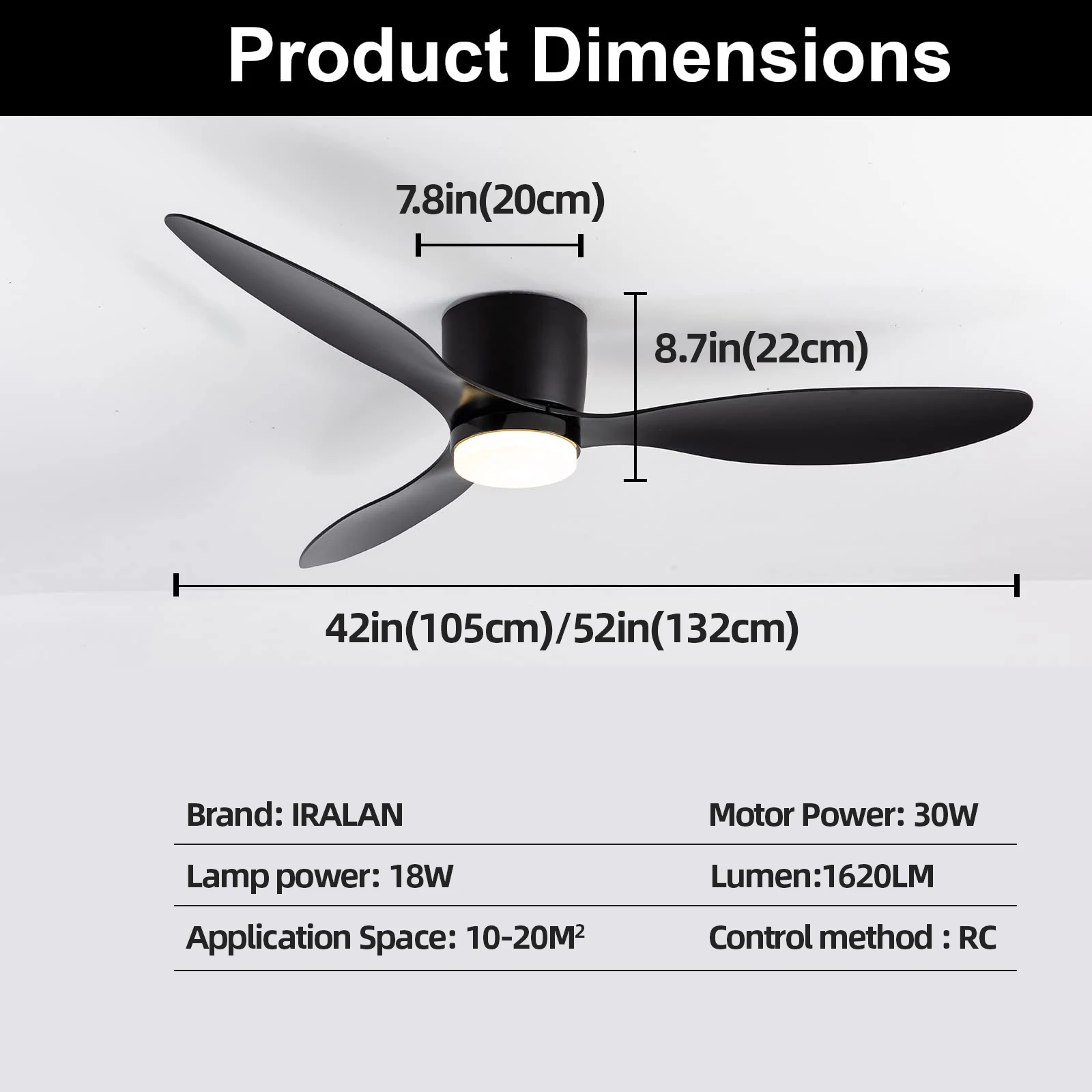 IRALAN silent and powerful ceiling fan 6-speed smart dimming LED Ceiling fan lighting bedroom room lamps Living room lights