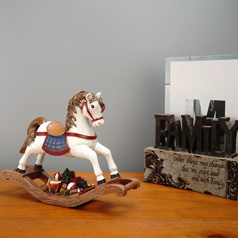 Nordic Style Trojan Horse Sculpture, European Style Simulated Animal Ornaments for Home, Bedroom