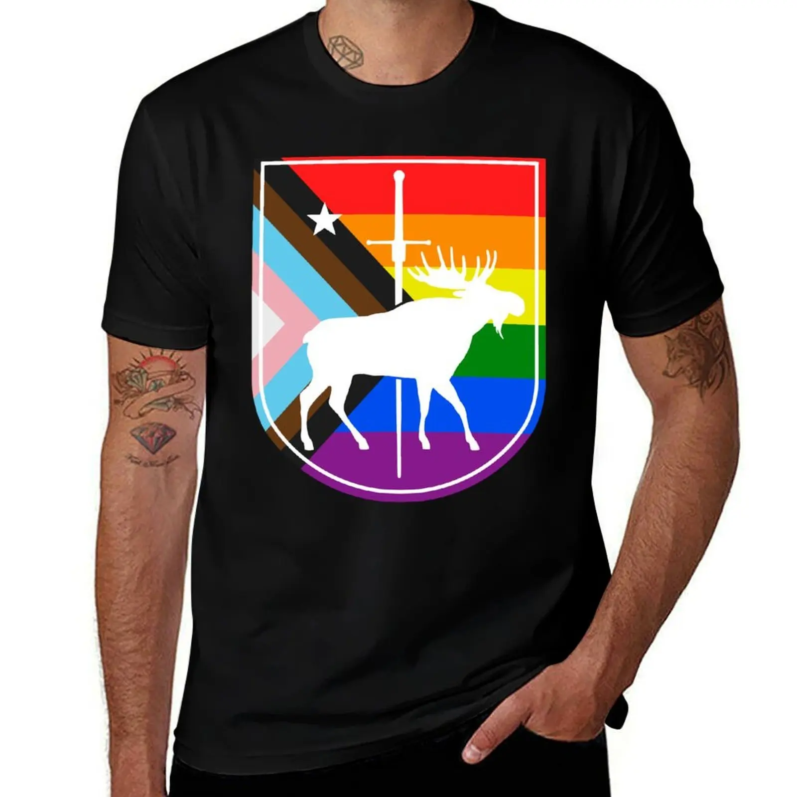 MHF Progress Pride - White Border T-Shirt funny t shirts cotton T-Shirt