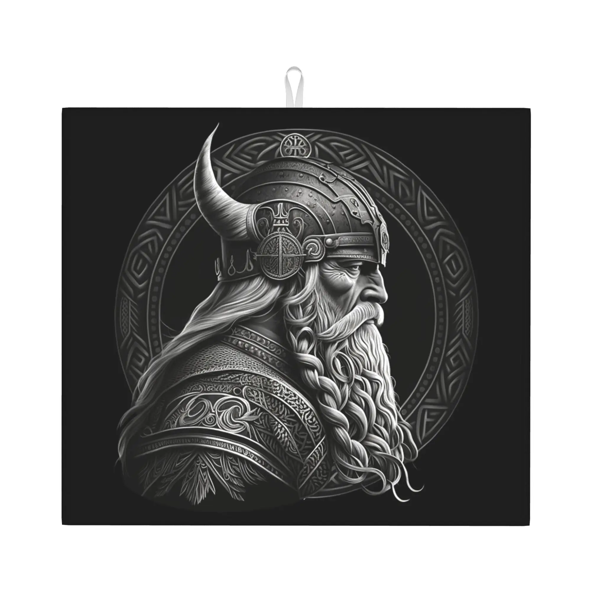 Viking God Odin In Thought Drying Mat For Kitchen Waterproof Non‑Slip Oil Proof Nores Mythology Countertop Protector Mat
