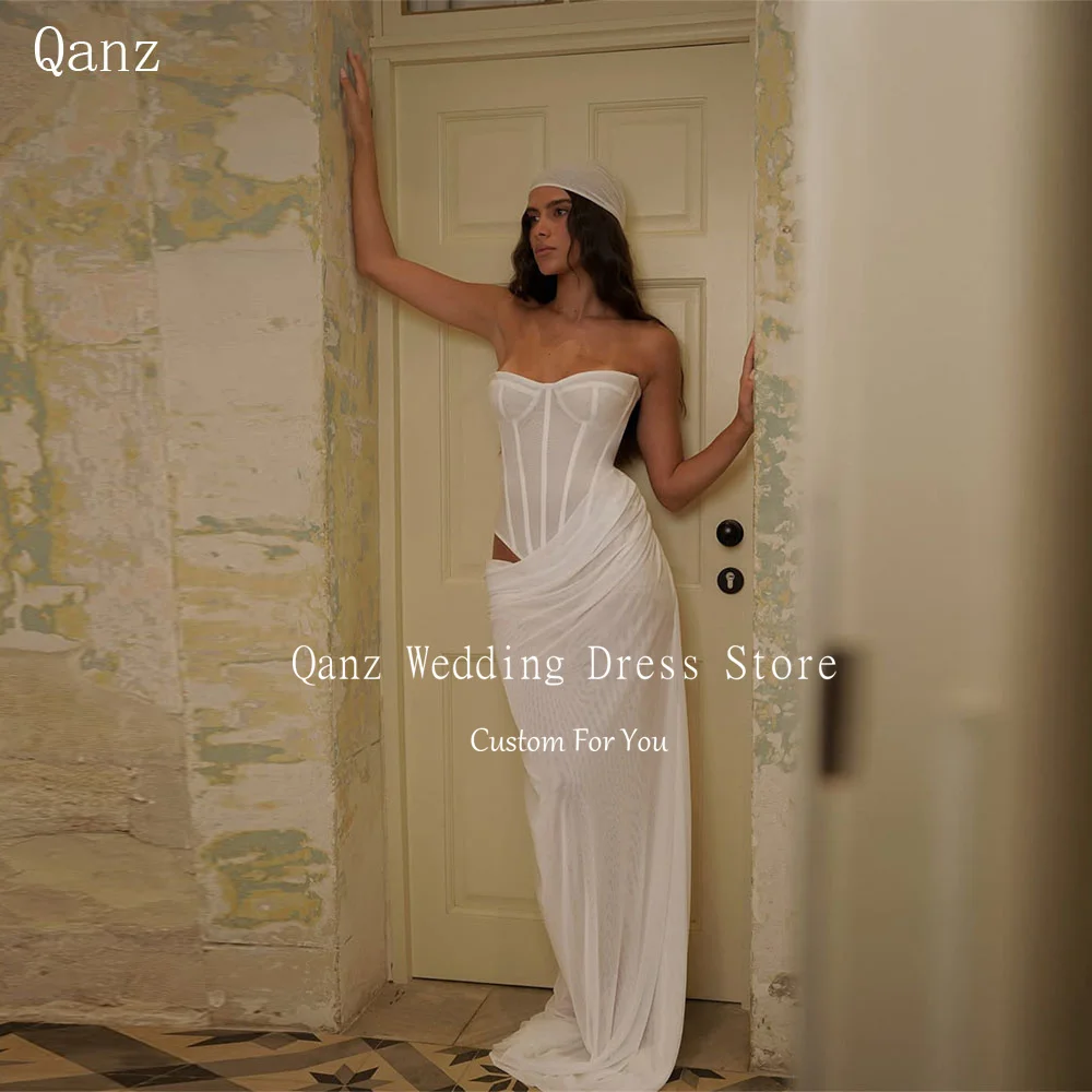 

Qanz Bohemian Mermaid Wedding Dresses Mermaid Sweetheart Vestido De Novia Corset Back Women Party Robes De Soirée Customized