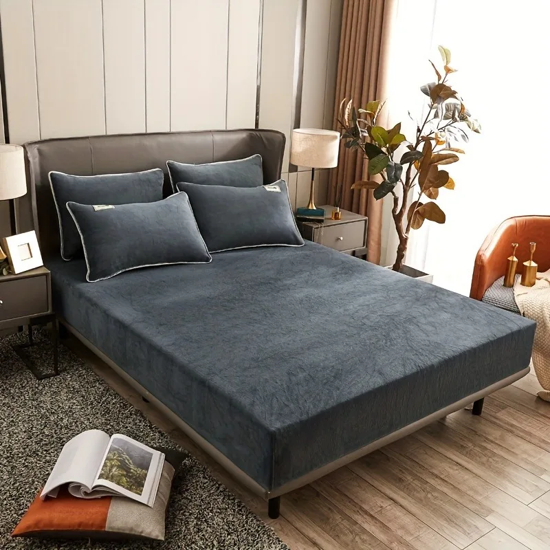 MEICARE 1 milk velvet warm solid color mattress protector, soft, comfortable, Friendly bedding mattress protector