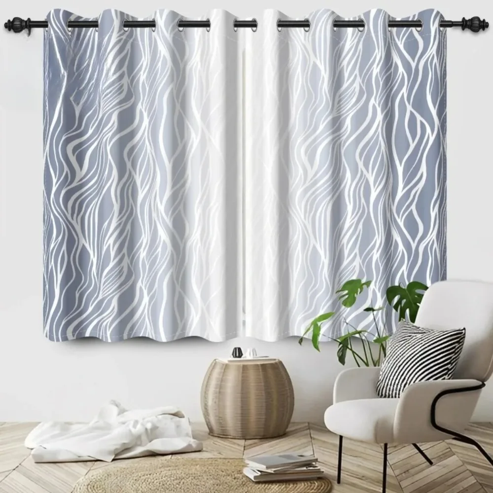 Abstract Line Curtains for Bedroom Living Room Blackout Solid Drapes Noise Reducing Thermal Insulated Modern Window Treatments