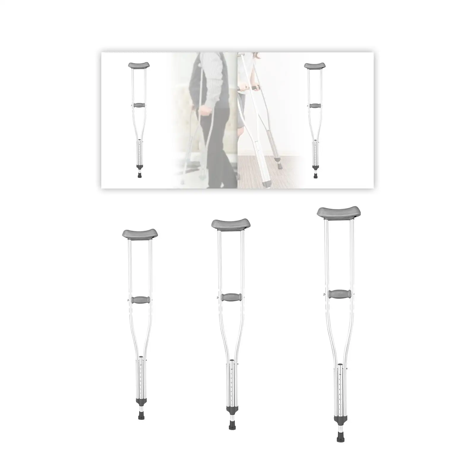 Underarm Crutch Portable Height Adjustment for Disabled People Men Elderly