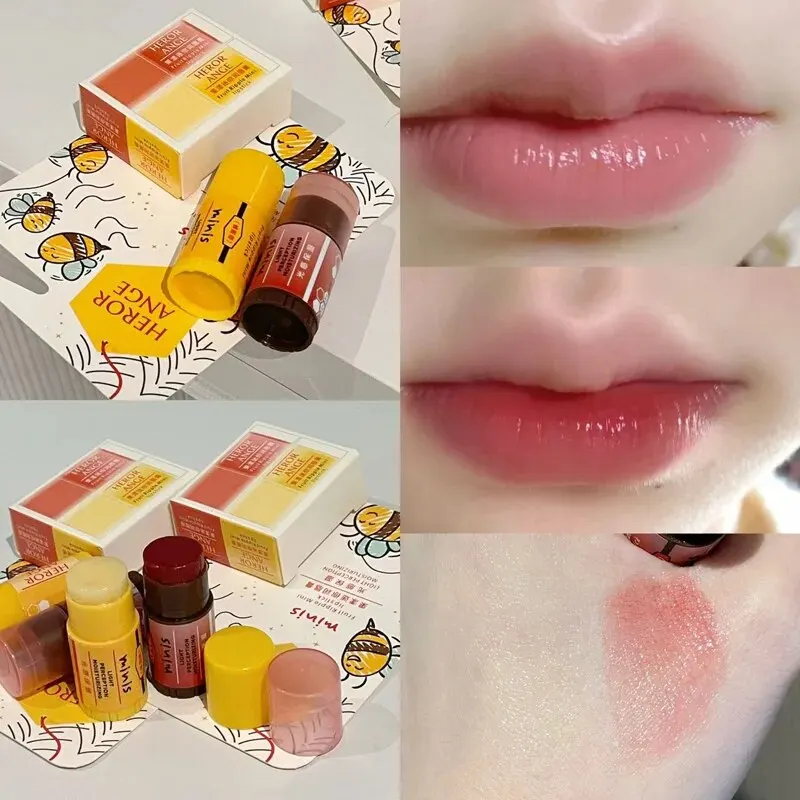 HERORANGE-Mini bálsamo labial de frutas HR603, juego de dos paquetes, lápiz labial hidratante, máscara de labios hidratante, antisecado, Otoño e Invierno