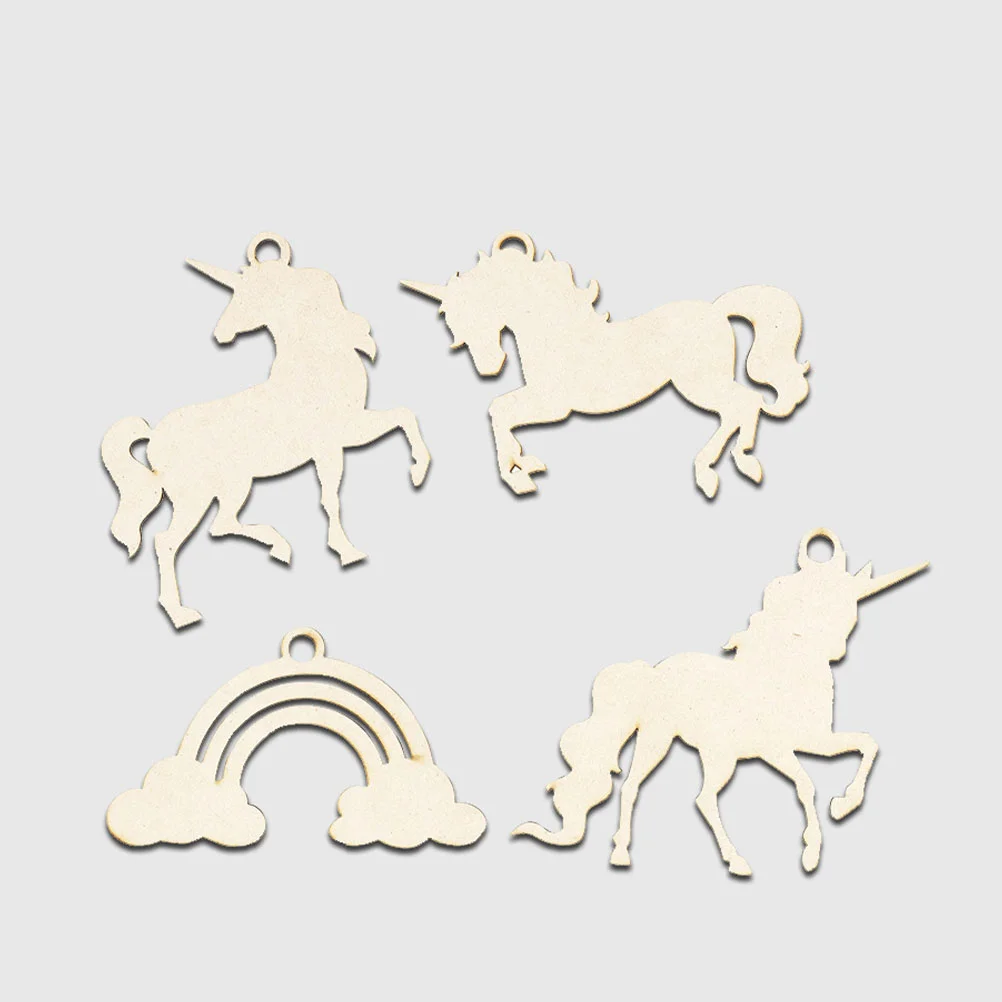 Unicorn Chips Toy DIY Craft Wooden Cutout Self Made Slices for Crafts Child Ornaments