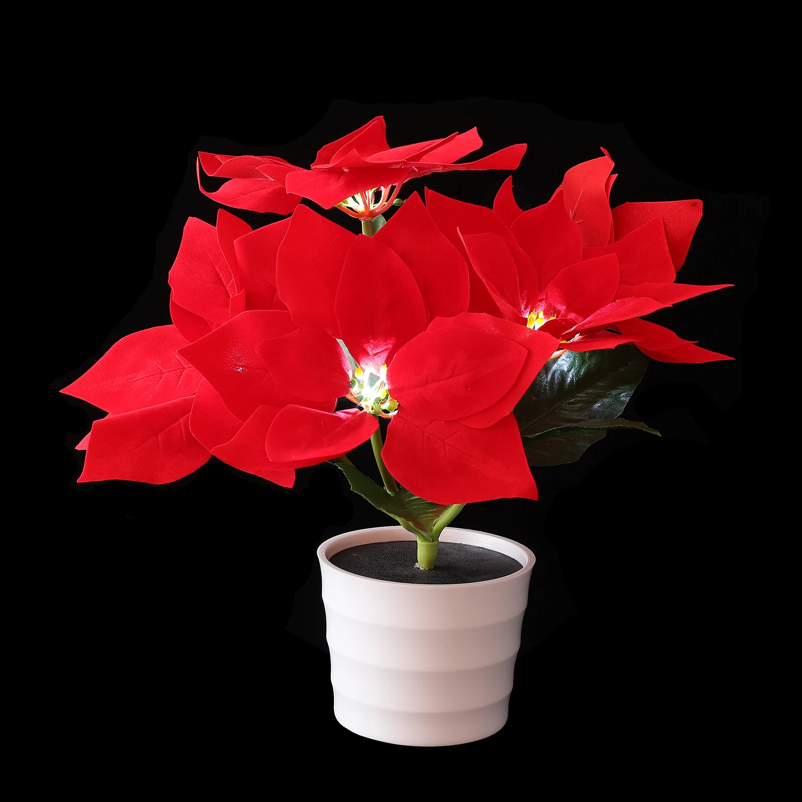 

1Pcs Solar Poinsettia Christmas Flowerpot Light Red Durable Outdoor Garden Decorative Lamp Warm Atmosphere Landscape Light