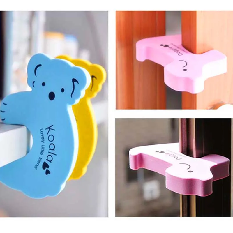 2Pcs Baby Safety Door Stoppers EVA C Shape Security Furniture Protection Card Cute Animal Child Lock Finger Protecor