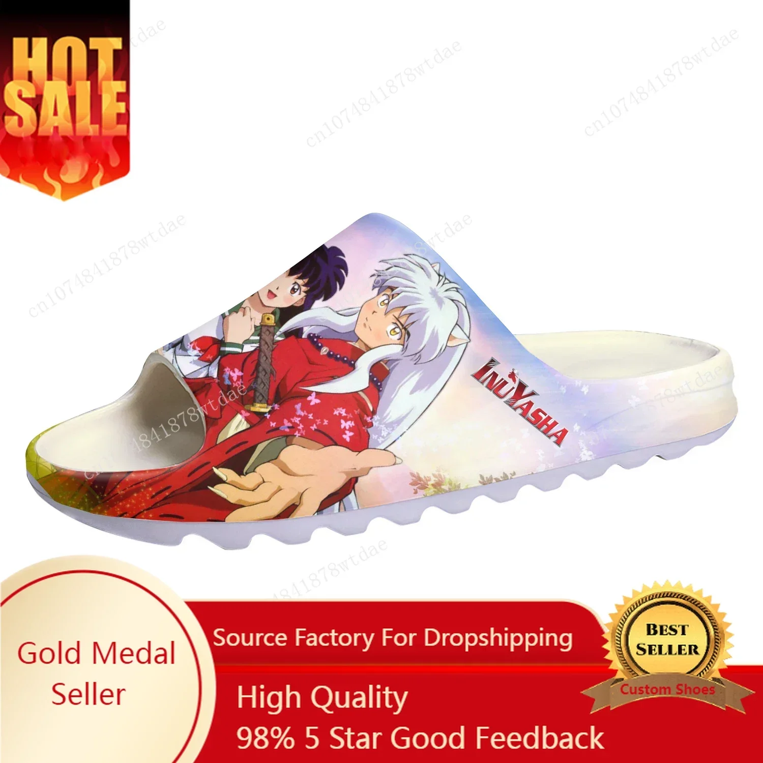 

Inuyasha Soft Sole Sllipers Kagome Higurashi Mens Womens Teenager Home Clogs Anime Step In Water Shoes On Shit Customize Sandals