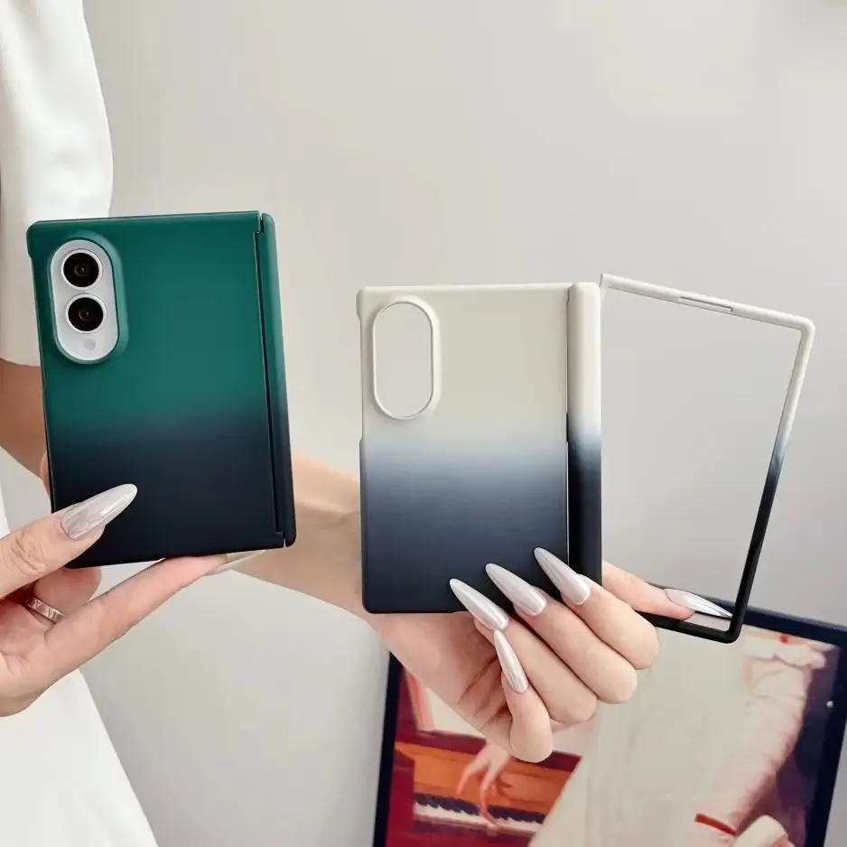 Gradient Dual Color For Samsung Galaxy Z Fold 8 Wide Phone Case Shockproof Axis Hinge Protective PC Hard Shell Back Cover