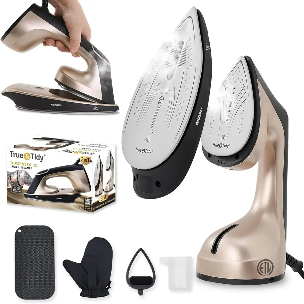 

Powerful 1600W 2-in-1 Steamer Iron with Large Ceramic Plate and Smart Temperature Control