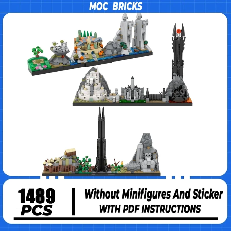 

Волшебные кольца, модель Moc, строительные кирпичи, две башни, горизонт, вид на улицу, модель, технологические блоки, игрушка для заключения, набор «сделай сам», подарки