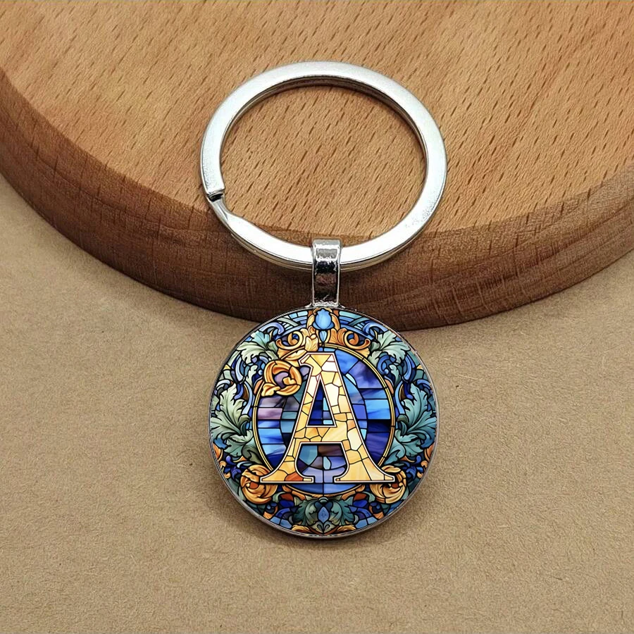Porte-clés élégants de style rétro avec lettres A-Z et motifs floraux - Parfaits pour les accessoires quotidiens à la mode pour femmes et hommes