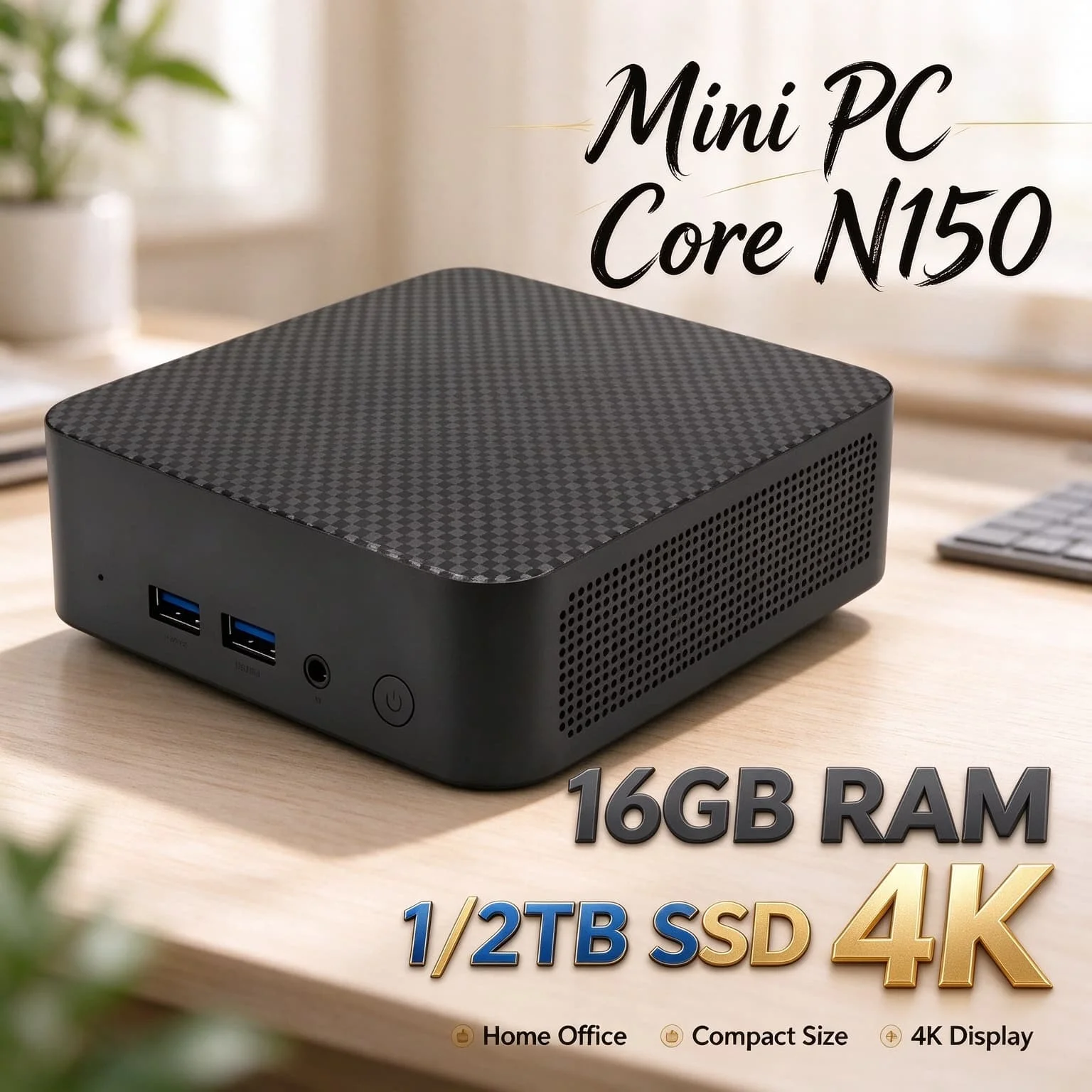 Triple 4K Output WiFi 6 Mini PC Intel Core N150 16GB RAM 2TB SSD Silent Cooling Portable Desktop Computer Office Home Use Ultra