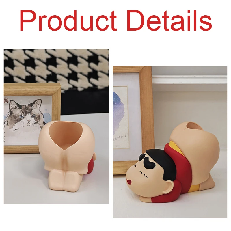 Crayon Shin-chan Pen Holder Container Animation Figure Toy Cosmetic Brush Pot Study Office Desktop Storage Plastic Ornaments