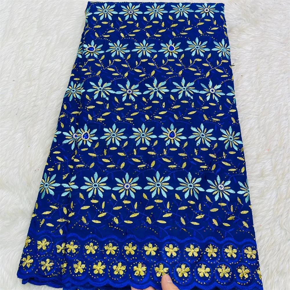 

Хлопковая сухая кружевная ткань с камнями, африканская кружевная ткань, новейшая нигерийская швейцарская вуаль, кружево в Швейцарии для вечерних платьев Hm147-1