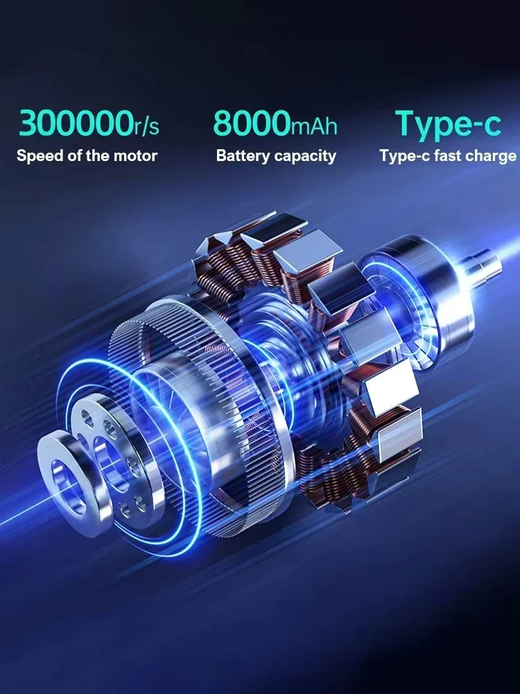 Peniup Udara Kuat Violent Fan 400000RPM, Vacuum Cleaner Penghisap Debu, Pengisian Daya Tipe-C, Angin Kencang 53m/s, Turbo Jet Blower Tanpa Sikat ﻿
