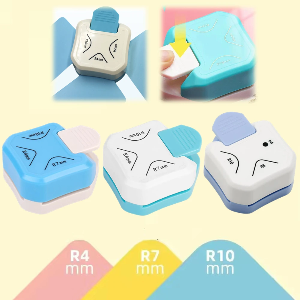 3-in-1 Paper Corner Cutter Rounder R4 R7 R10mm Corner Punch Tool Card Making Scrapbook Photo Craft DIY Handmade Supplies