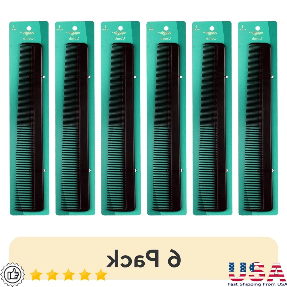 6 Pack Plastic Hair Combs Everyday Use Short Hair Quick Styling Touch Ups Portable Home Office Gym Bag