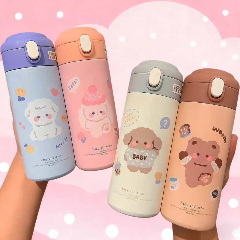 380 ml Edelstahl Thermoskanne Isolierflasche Kreative Stroh Tasse Nette Wärmedämmung Wasser Flasche Praktisches Geschenk Über