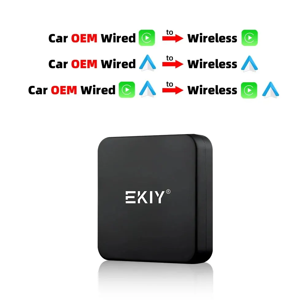 EKIY 2in1 Draadloze CarPlay Dongle Draadloze Android Auto Adapter AI Smart Box Auto Intelligente Systemen Voor Auto Met Bedrade CarPlay