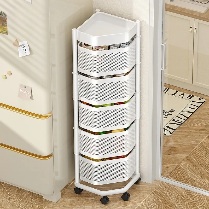 Rotating Vegetable Storage Rack Kitchen Basket Fruit Vegetable Specific Basket 주방가구 Muebles Librero Aesthetic Auxiliary Cart