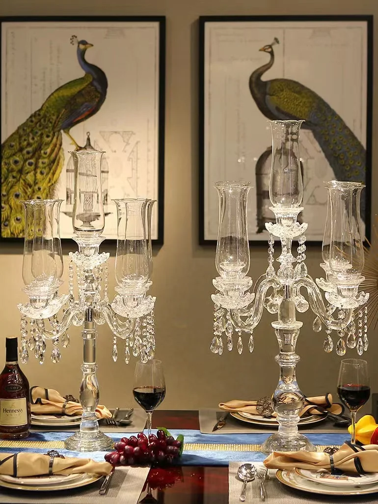candelabra candle holder wedding centerpieces high quality 5 arm K9 crystal glass