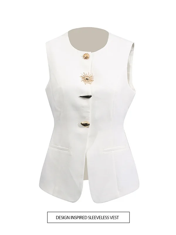 Autumn Winter Design Sensation Slim Fit Women's Vest Top Button Decorative Asymmetrical Original Design Polyester Jacket